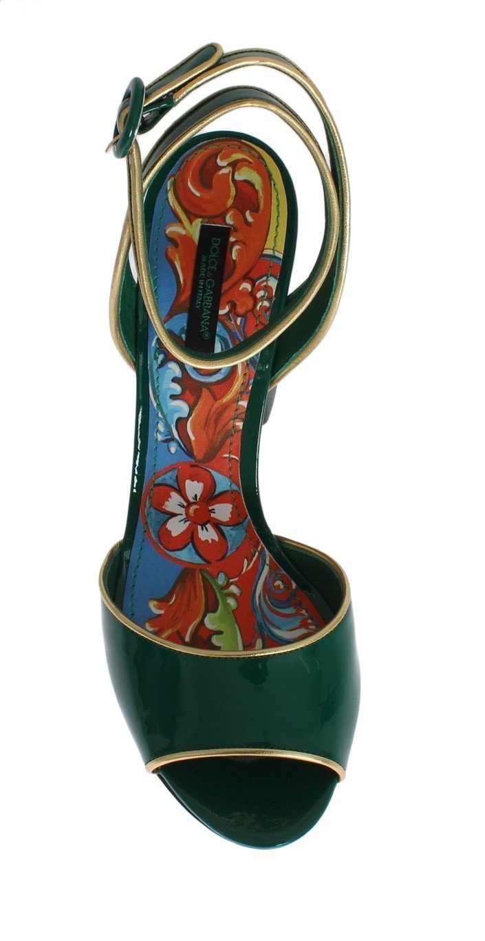 Green Leather Handpainted Shoes