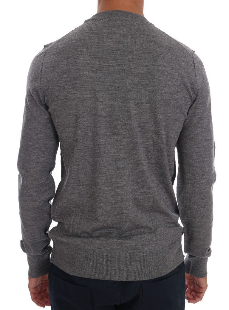 Gray Wool Crewneck Pullover Sweater