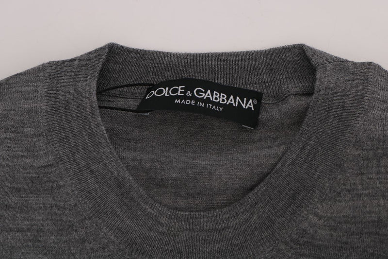 Gray Wool Crewneck Pullover Sweater
