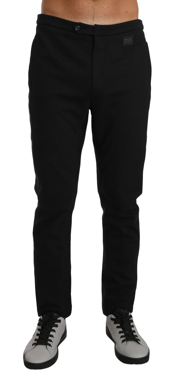 Black Cotton Logo Dress Formal Trousers