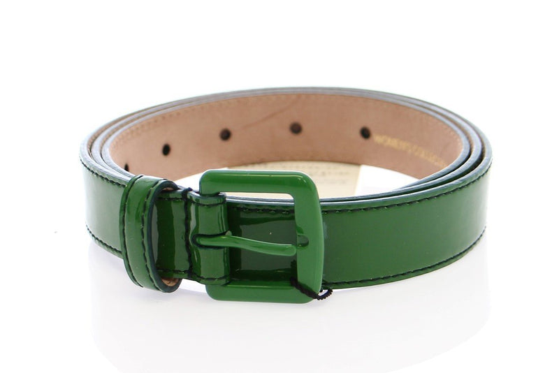 Green Leather Logo Belt