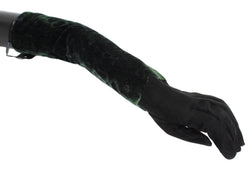 Green Black Leopard Leather Elbow Gloves