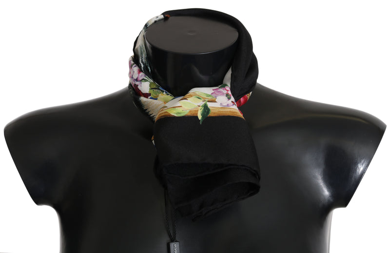 Multicolor Square Silk Tiger Floral Scarf