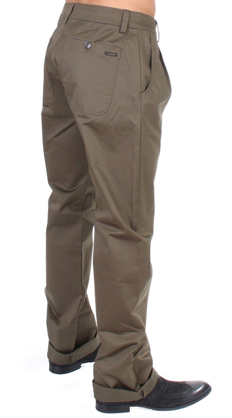 Green Cotton Stretch Comfort Fit Pants