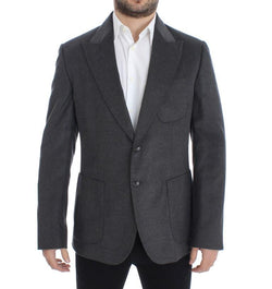 Gray silk two button blazer