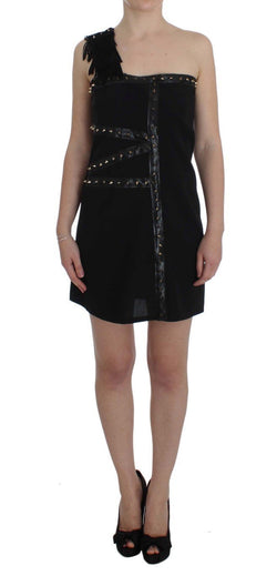 Black Wool Studded Mini Dress
