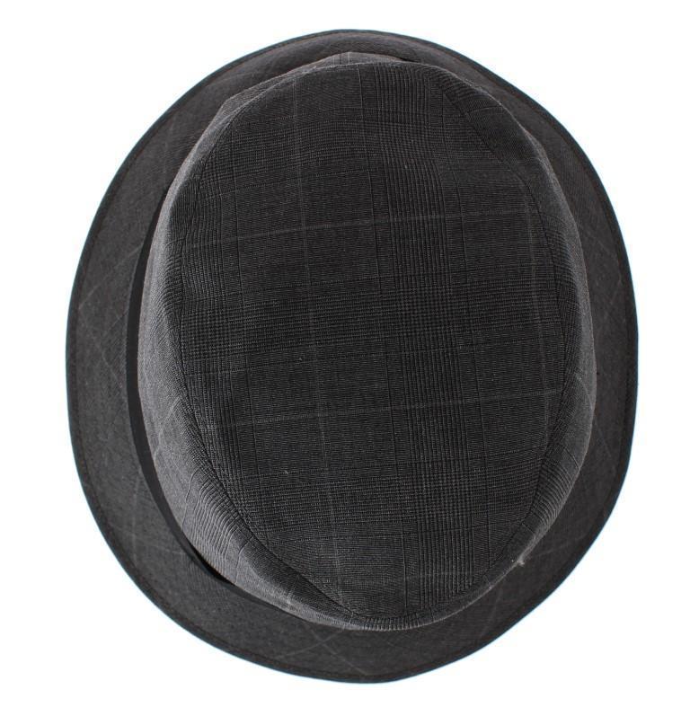 Gray Check Cotton Fedora Trilby Hat