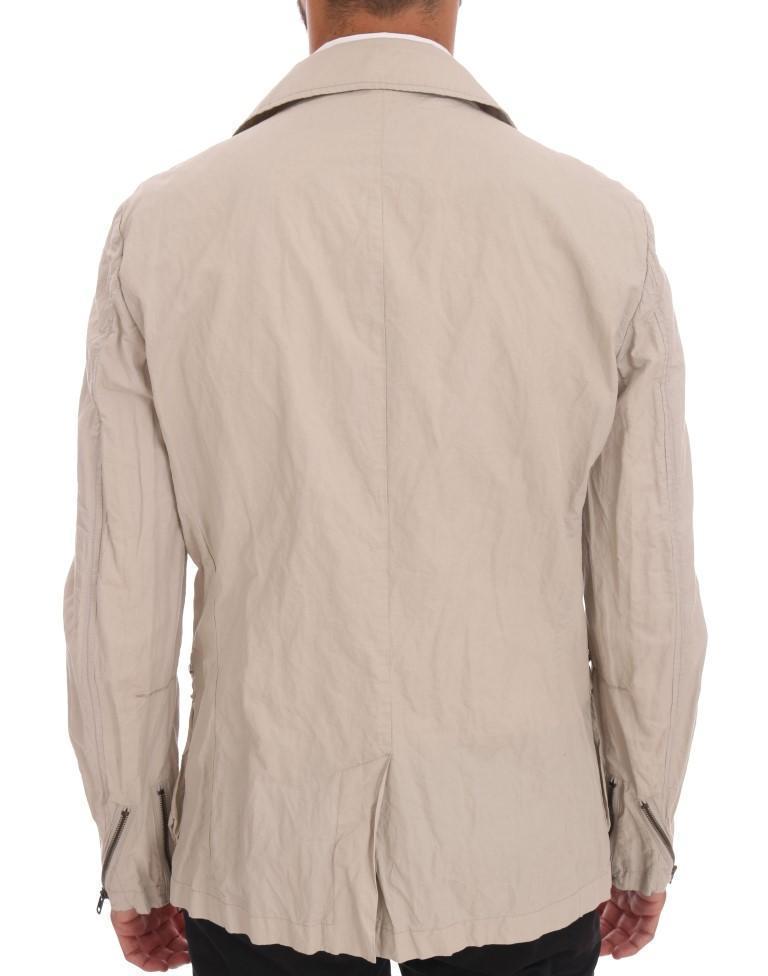 Beige Cotton Casual Jacket