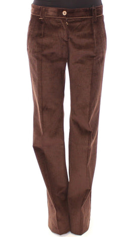 Brown Corduroys Boot Cut Logo Casual Pants