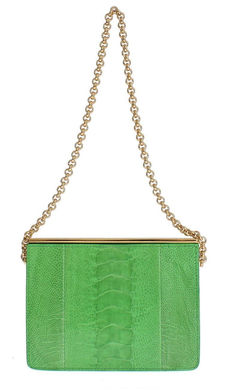 Green leather evening bag