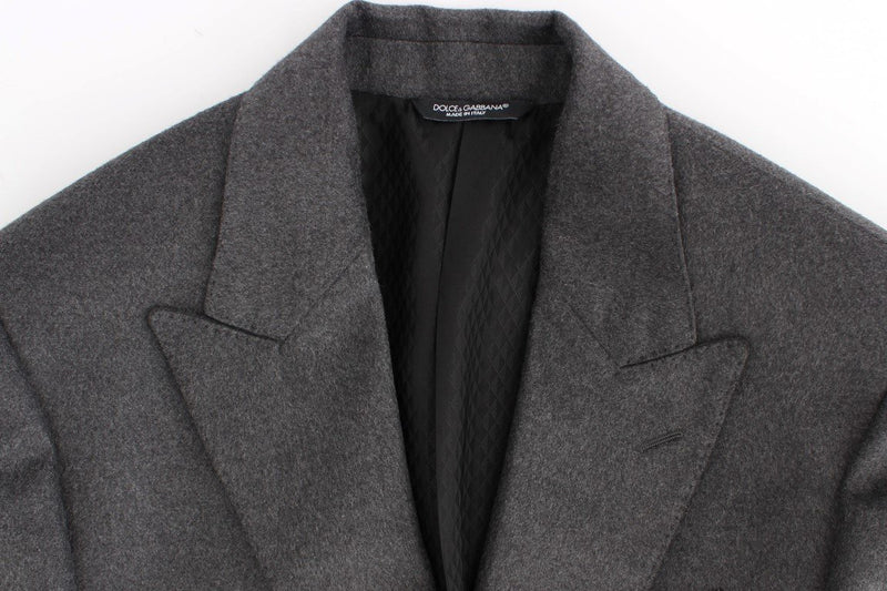 Gray silk two button blazer