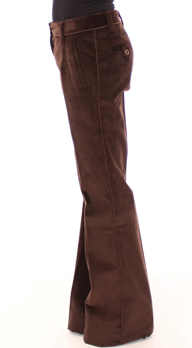 Brown Corduroys Boot Cut Logo Casual Pants