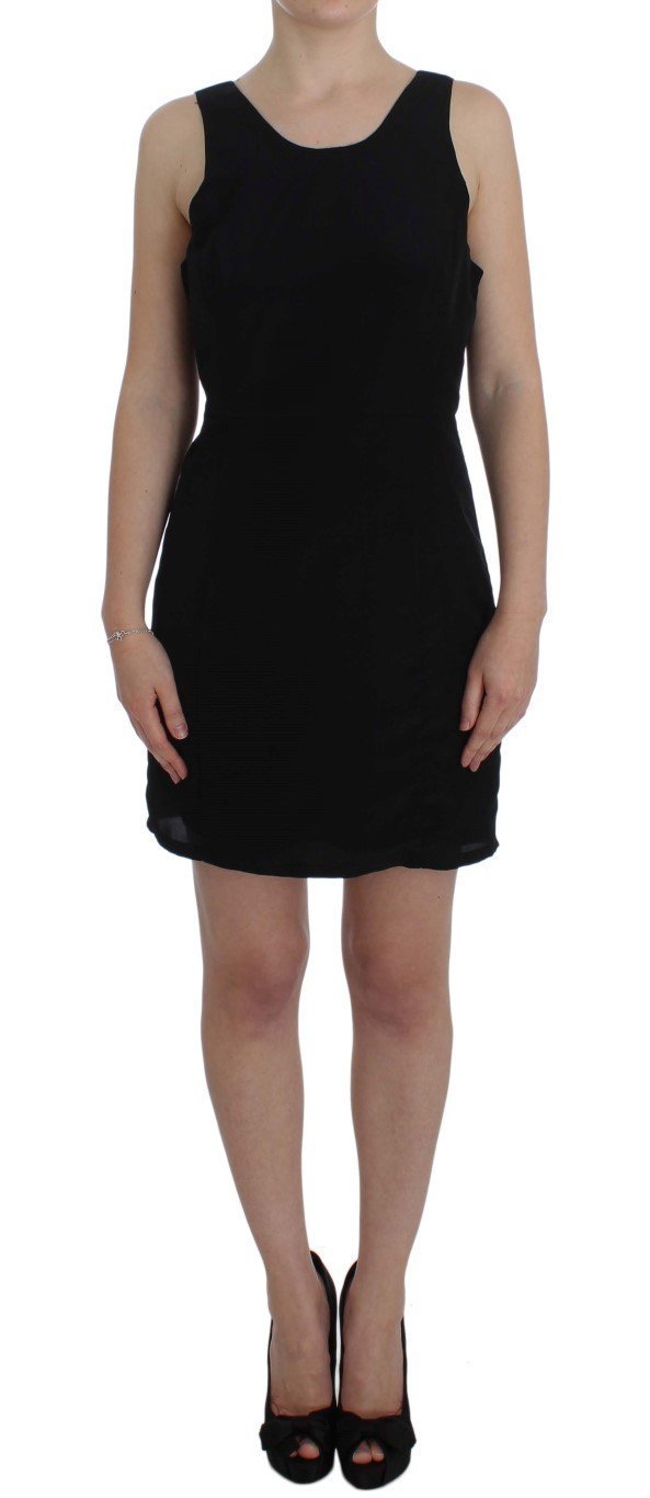 Black Polyester Above Knee Mini Dress