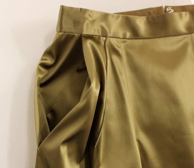 Gold Stretch Above Knee Zipper Skirt
