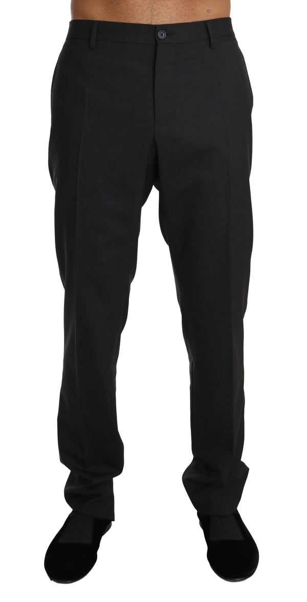 Gray Wool Stretch Formal Trousers Pants