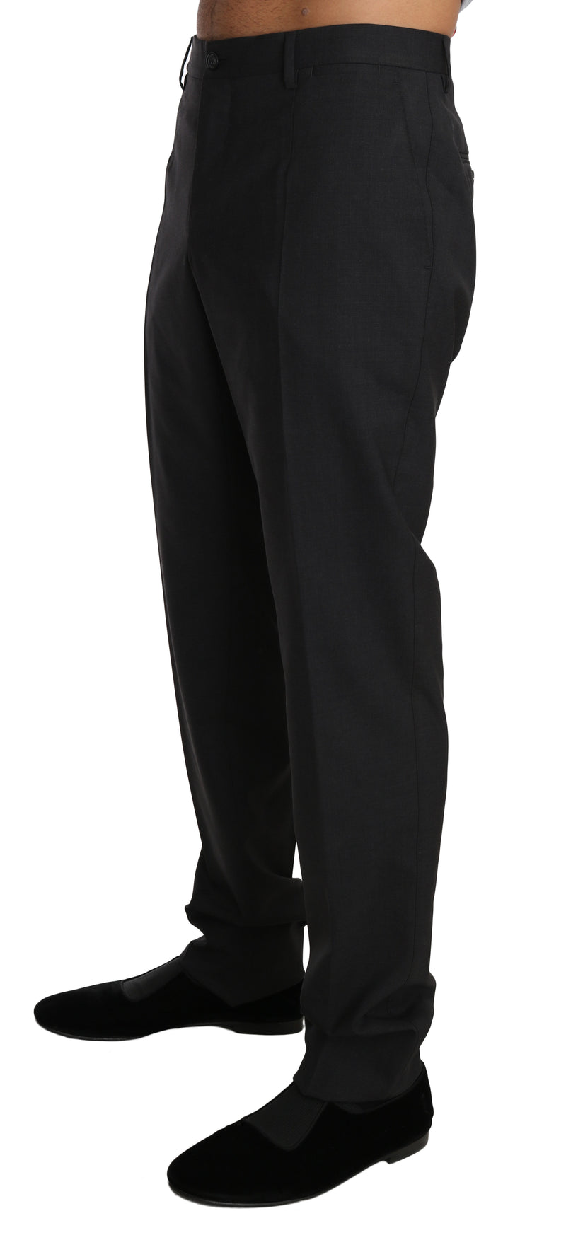 Gray Wool Stretch Formal Trousers Pants