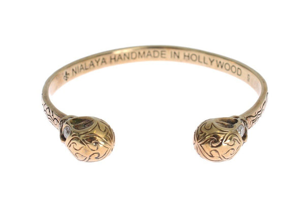 Gold Plated Skull 925 Silver Bangle Bracelet