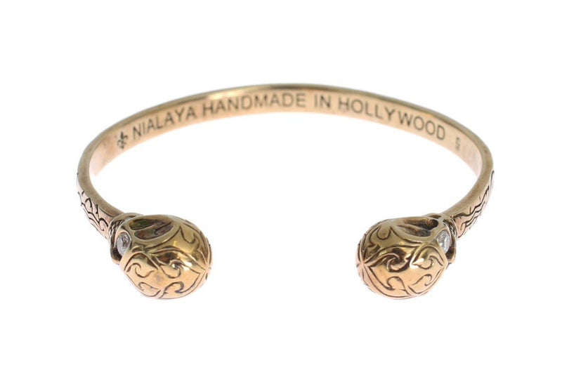 Gold Plated Skull 925 Silver Bangle Bracelet