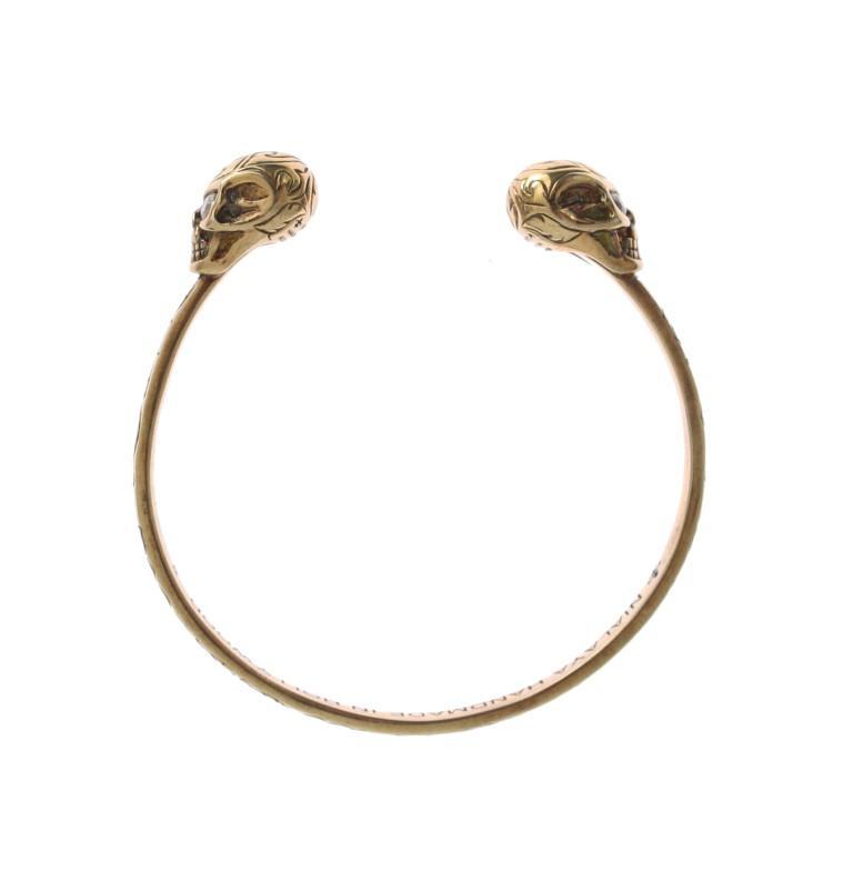 Gold Plated Skull 925 Silver Bangle Bracelet