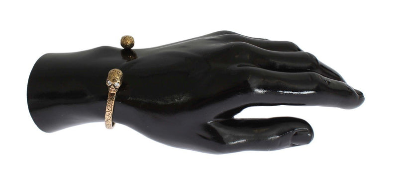 Gold Plated Skull 925 Silver Bangle Bracelet