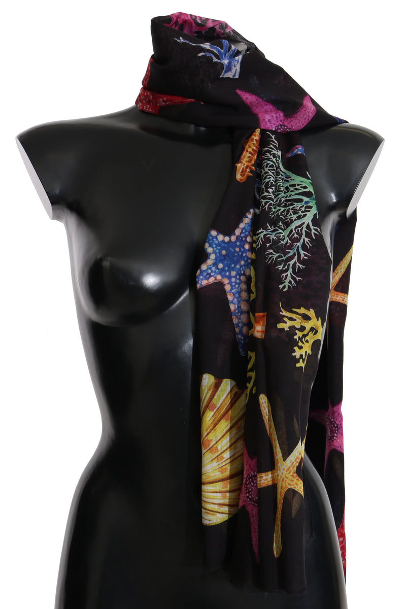 Multicolor Seashell Silk Wrap Shawl Scarf