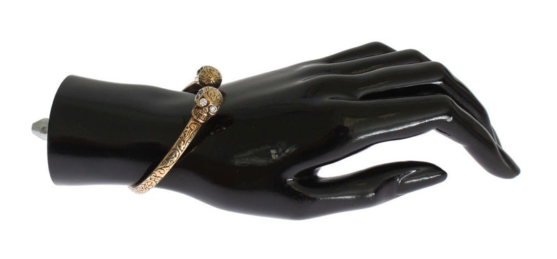 Gold Plated Skull 925 Silver Bangle Bracelet