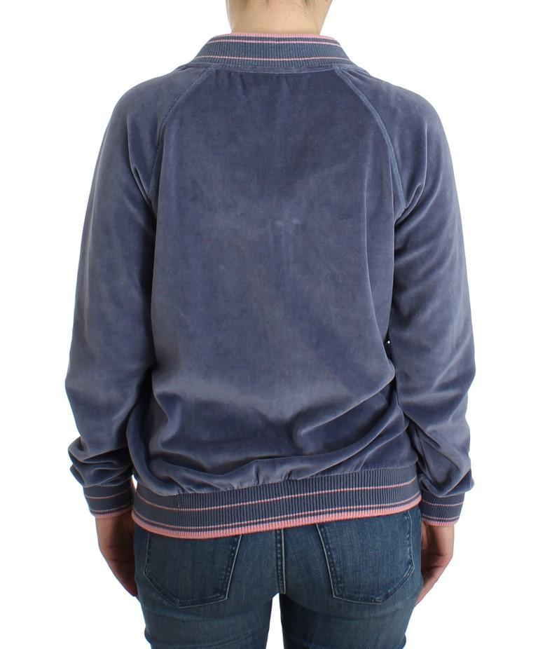 Blue velvet zipup sweater