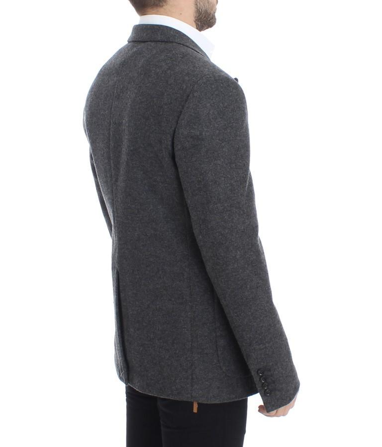 Gray wool double breasted blazer