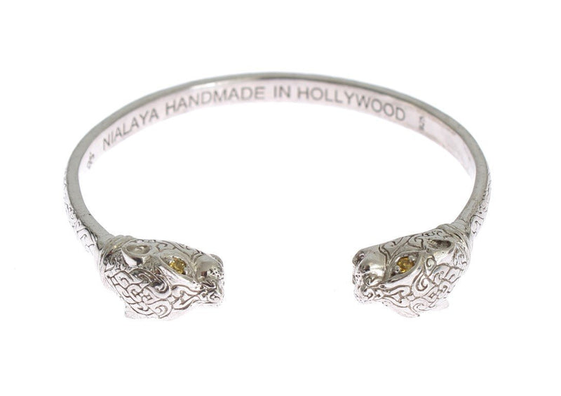 Panther 925 Silver Crystal Bangle Bracelet