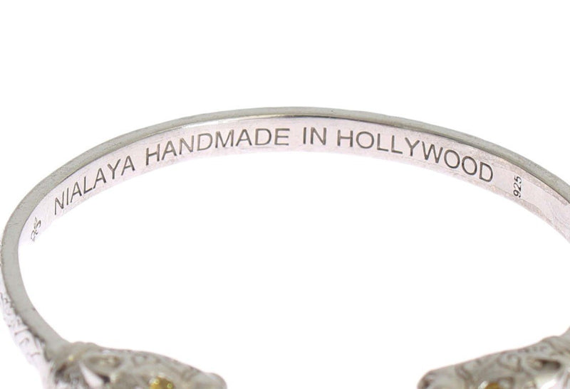 Panther 925 Silver Crystal Bangle Bracelet