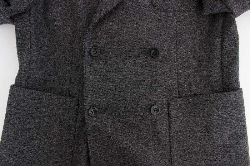 Gray wool double breasted blazer