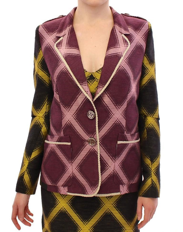 Purple checkered blazer jacket