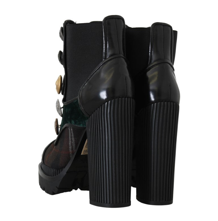 Black Green Leather Chelsea Boots