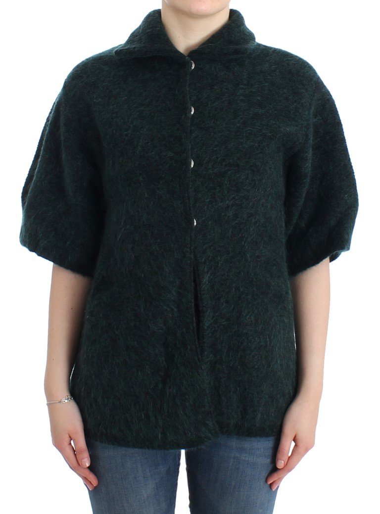 Green mohair knitted cardigan