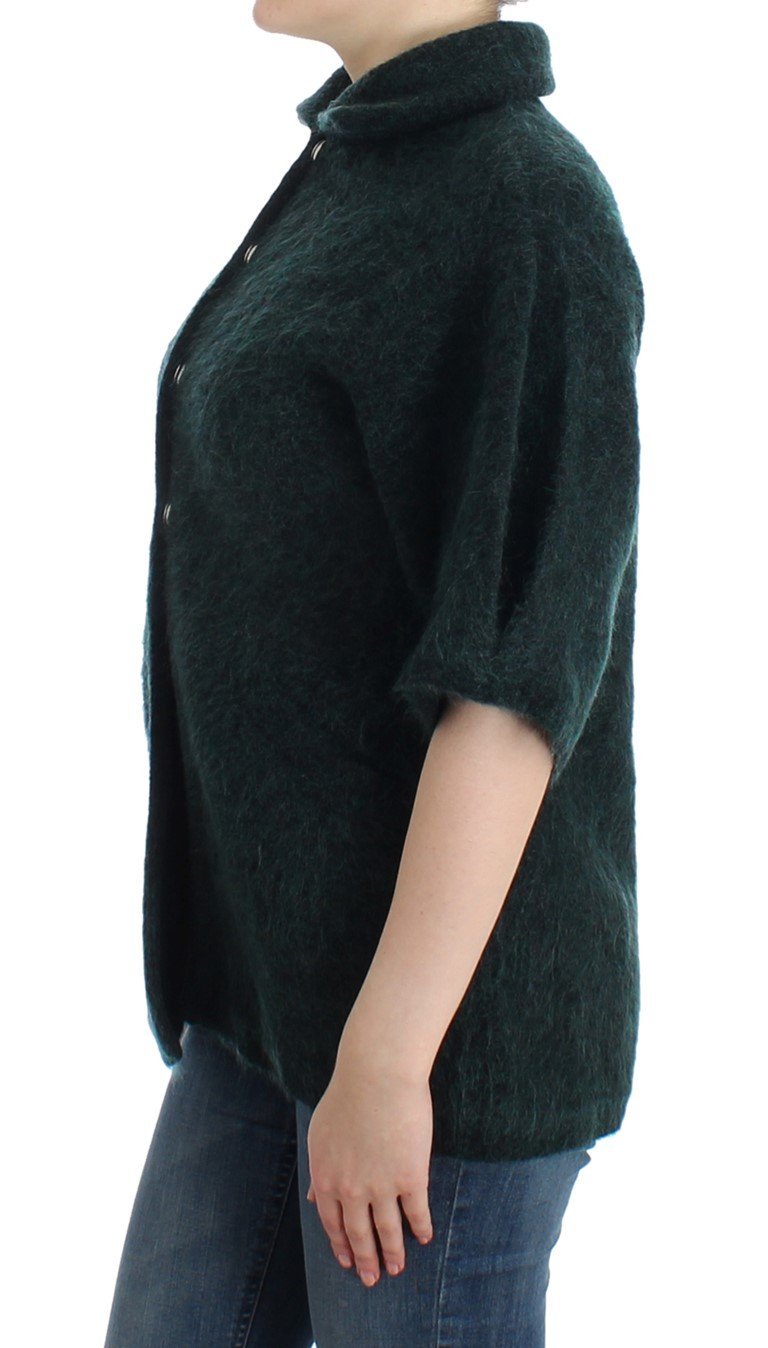 Green mohair knitted cardigan