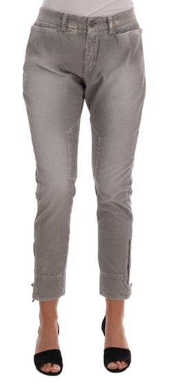 Gray Cotton Cropped Jeans