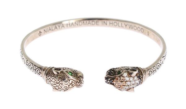 Panther 925 Silver Crystal Bangle Bracelet