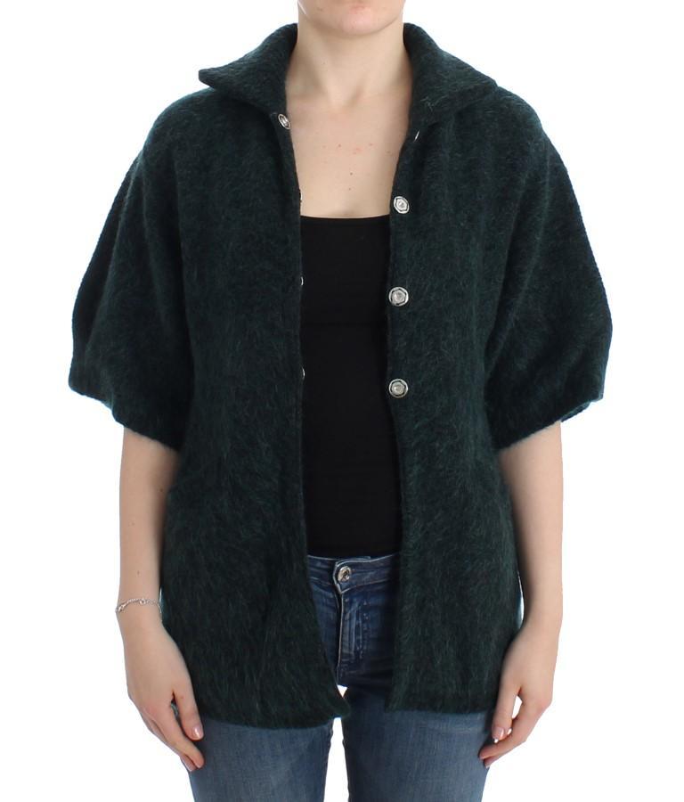 Green mohair knitted cardigan