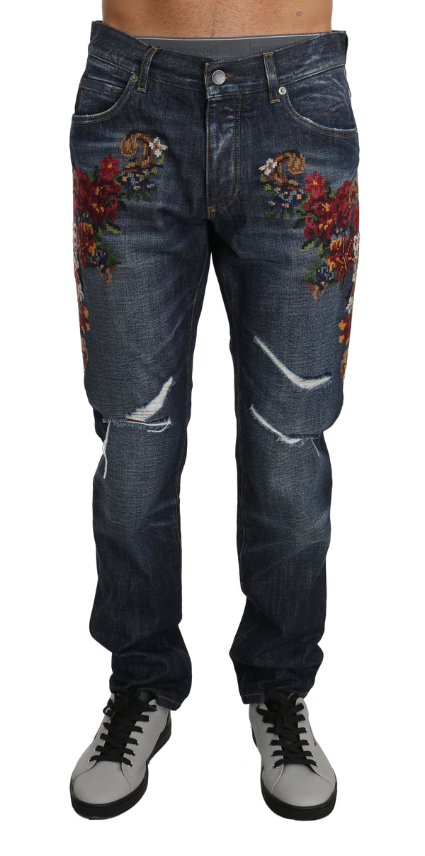 Blue Cotton 16 CLASSIC Floral Applique Jeans