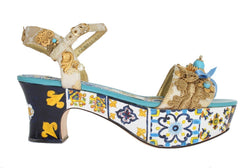 Handpainted Brocade Crystal Majolica Sandals