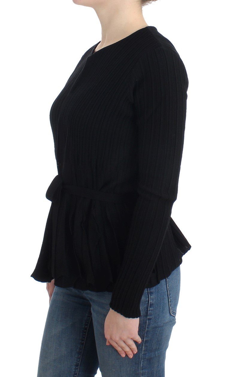 Black wool cardigan