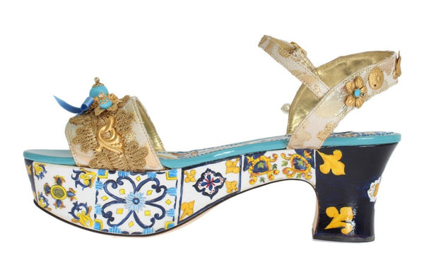 Handpainted Brocade Crystal Majolica Sandals