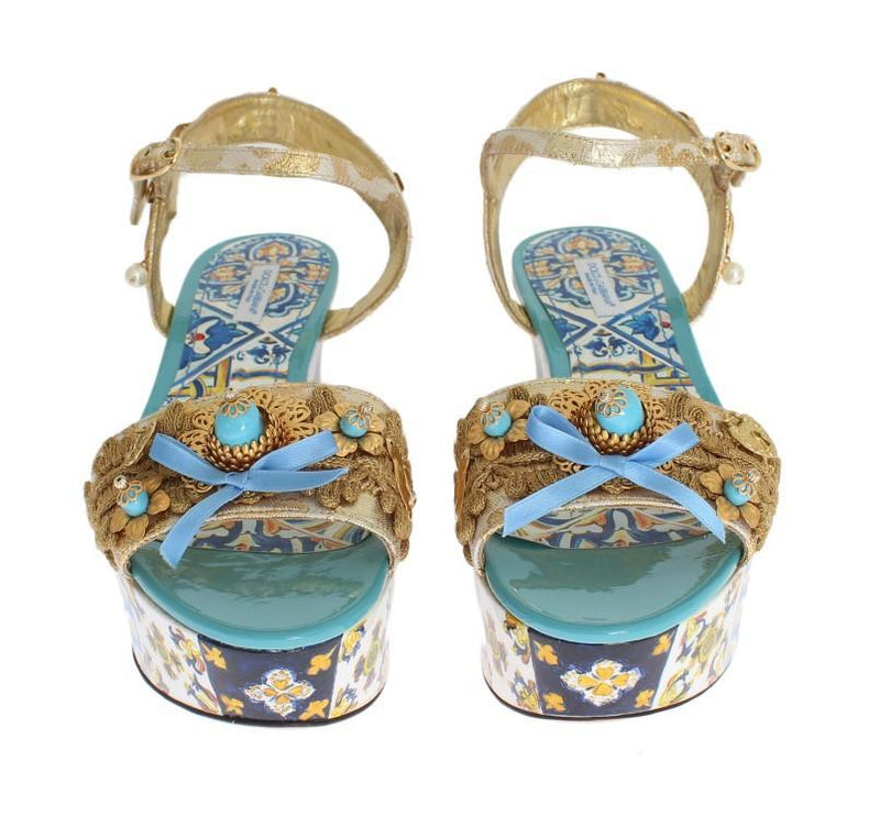 Handpainted Brocade Crystal Majolica Sandals