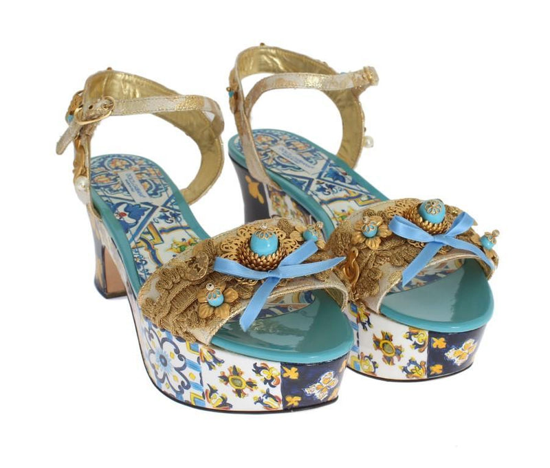 Handpainted Brocade Crystal Majolica Sandals