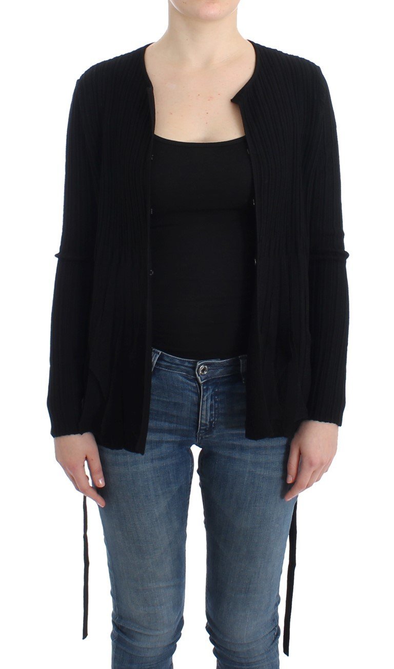 Black wool cardigan