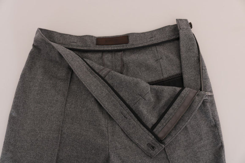 Gray Wool Straight Stretch Pants