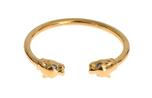 Gold Panther 925 Sterling Bangle Bracelet