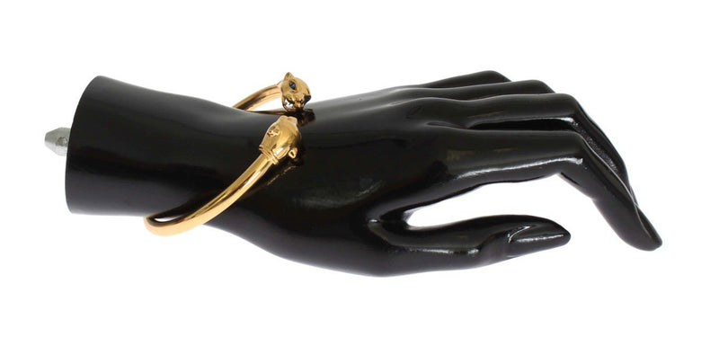 Gold Panther 925 Sterling Bangle Bracelet