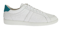 White Caiman Crocodile Leather Sneaker Shoes