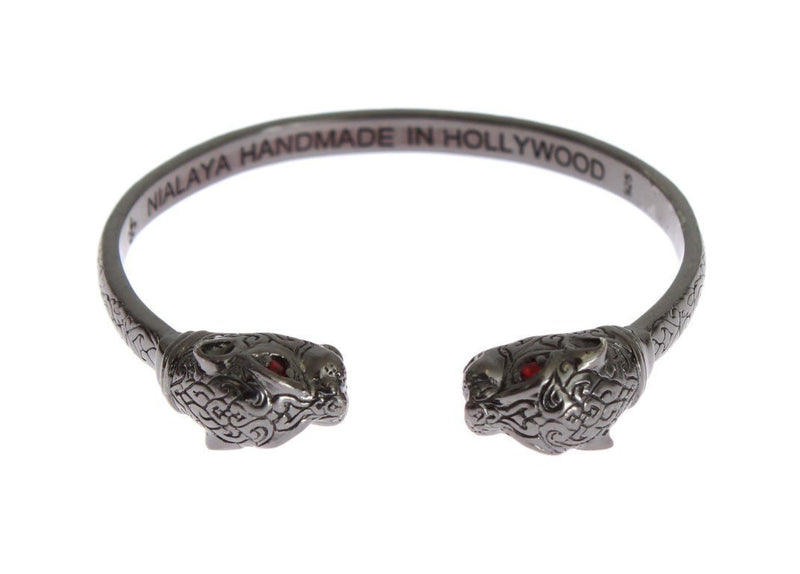 Gray Panther 925 Sterling Silver Bangle Bracelet